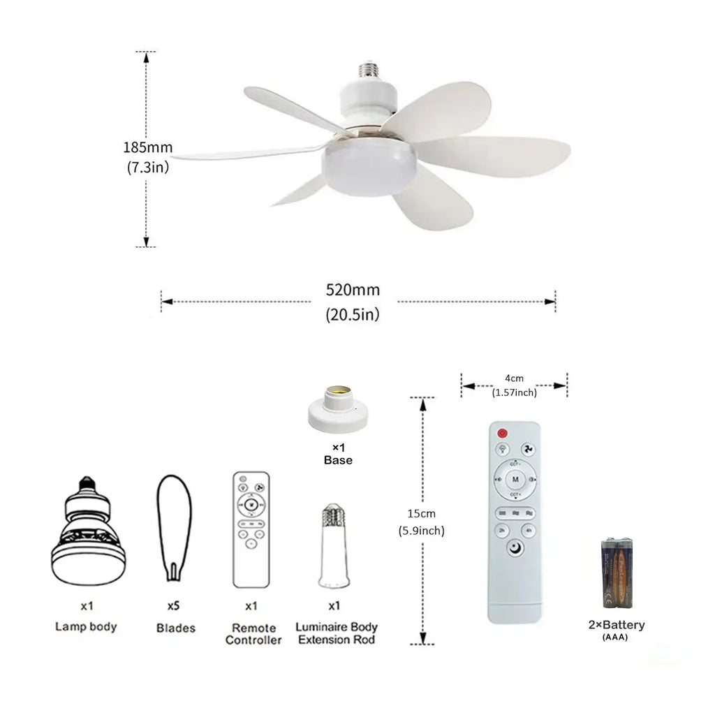 Plug-In Ceiling Fan Light with Remote Control, Pure Copper DC Motor, Variable-Speed Energy-Saving Quiet Operation with Adjustable Lighting and Timer Function, Home Decor Lighting, Atmosphere Lighting, Decorative Atmosphere Light