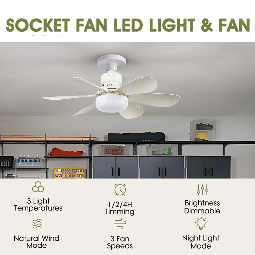 Plug-In Ceiling Fan Light with Remote Control, Pure Copper DC Motor, Variable-Speed Energy-Saving Quiet Operation with Adjustable Lighting and Timer Function, Home Decor Lighting, Atmosphere Lighting, Decorative Atmosphere Light