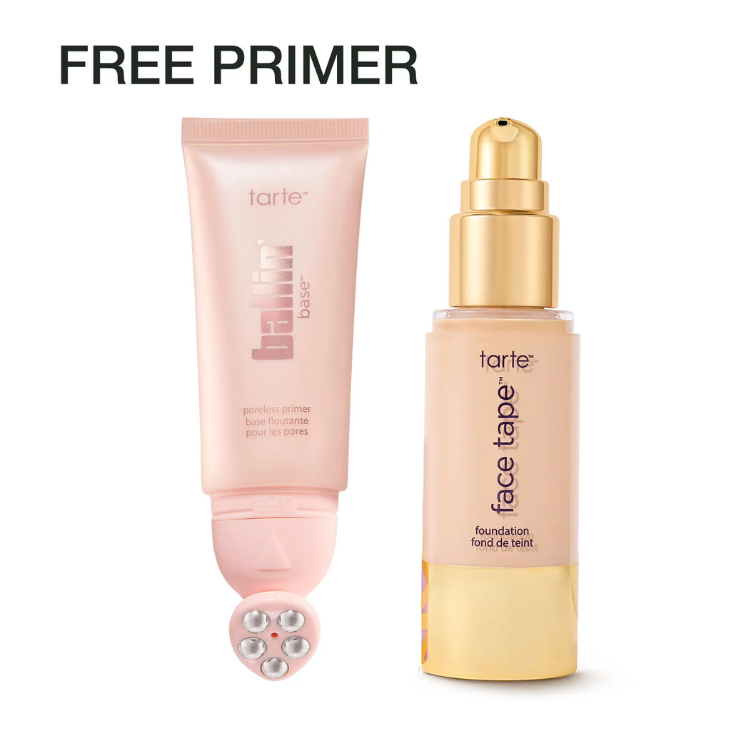 Tarte Face Tape Foundation & Ballin’ Base Poreless Primer Duo - Full Coverage Foundation + FREE 24Hr Pore Blur Matte Primer