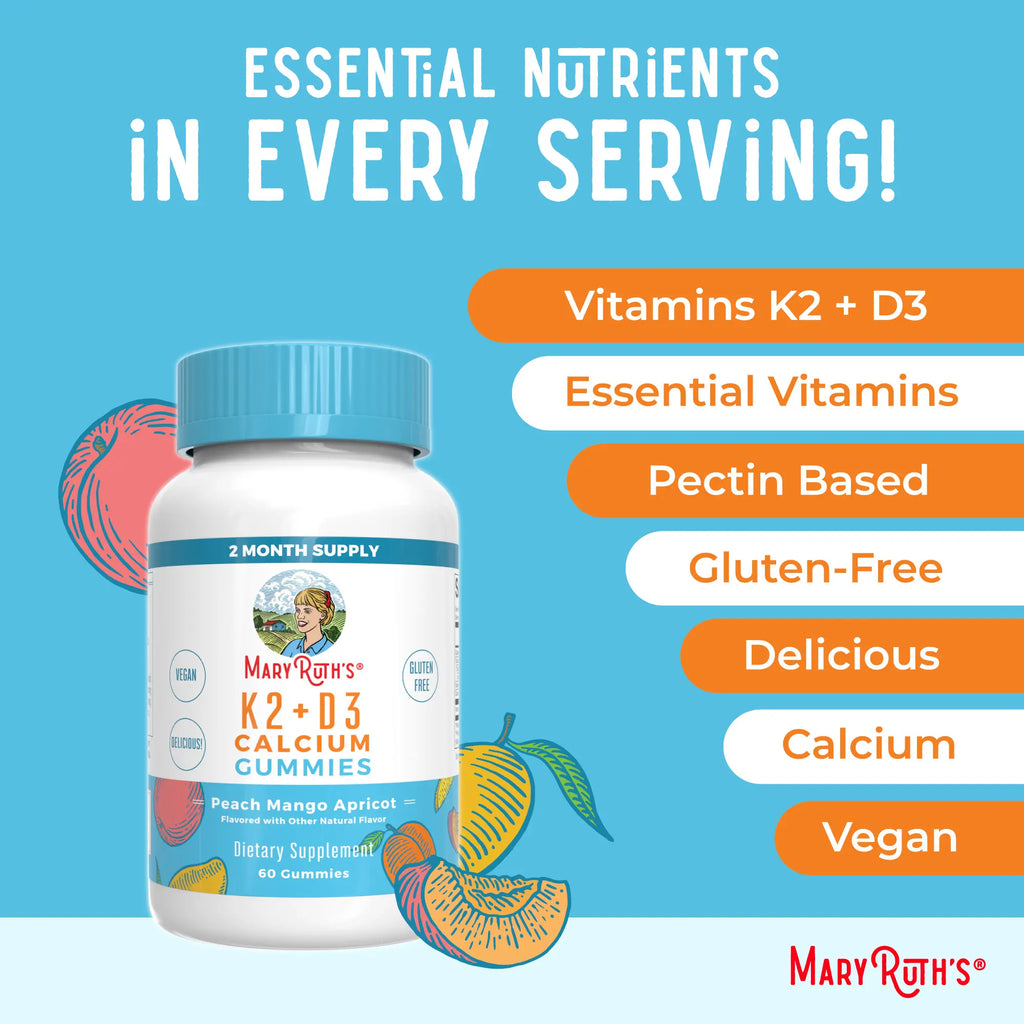 Maryruth'S K2+D3 Calcium Gummies - 2 Month Supply - Bone Health & Joint Support - Heart Health - Vegan - Non-Gmo - Gluten Free - 60 Count