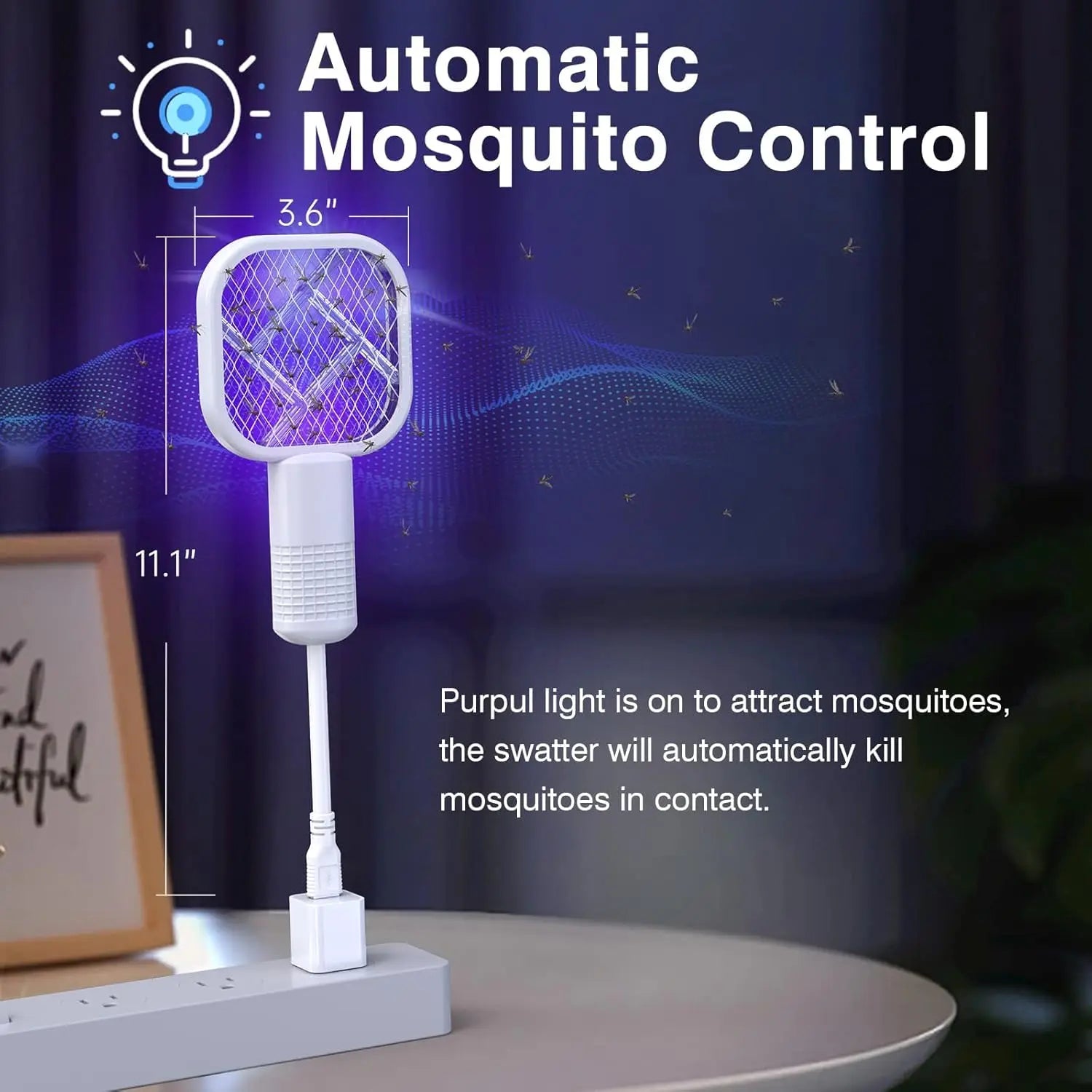 1/2PCS USB Mini Portable Mosquito Zapper – 2-In-1 Bug Killer Bat with UV-A Light Protector, Usb-Powered LED Lamp Indoor Mosquito Trap, Compact Travel-Friendly Design, Quiet Effective Operation, Ideal for Bedroom, Camping & Office Use