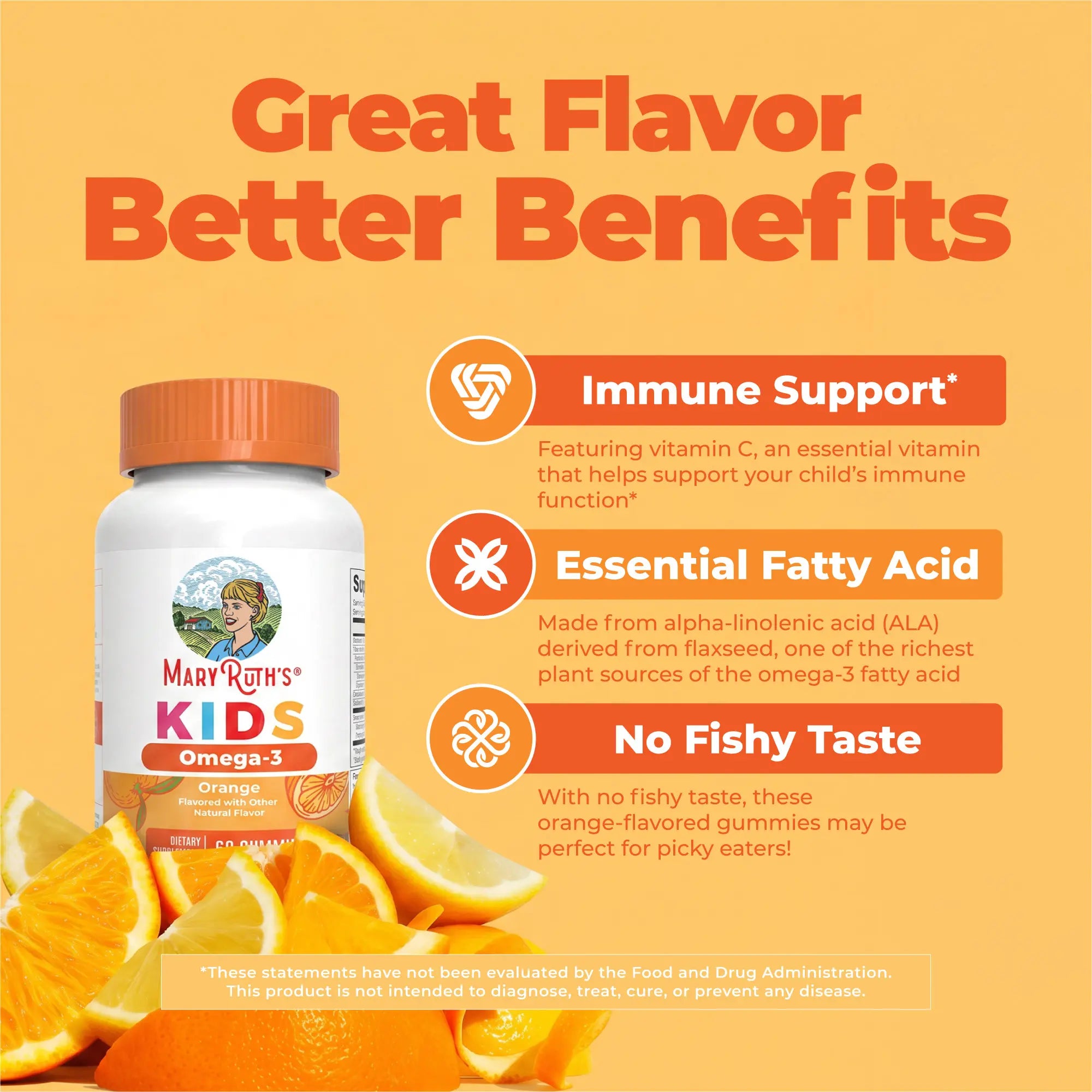 Maryruth'S Kids Vegan Omega 3 Gummies - No Fish Taste - 2 Month Supply - Omega 3 with Vitamin C - Flaxseed Oil - Immune Support - Sugar Free