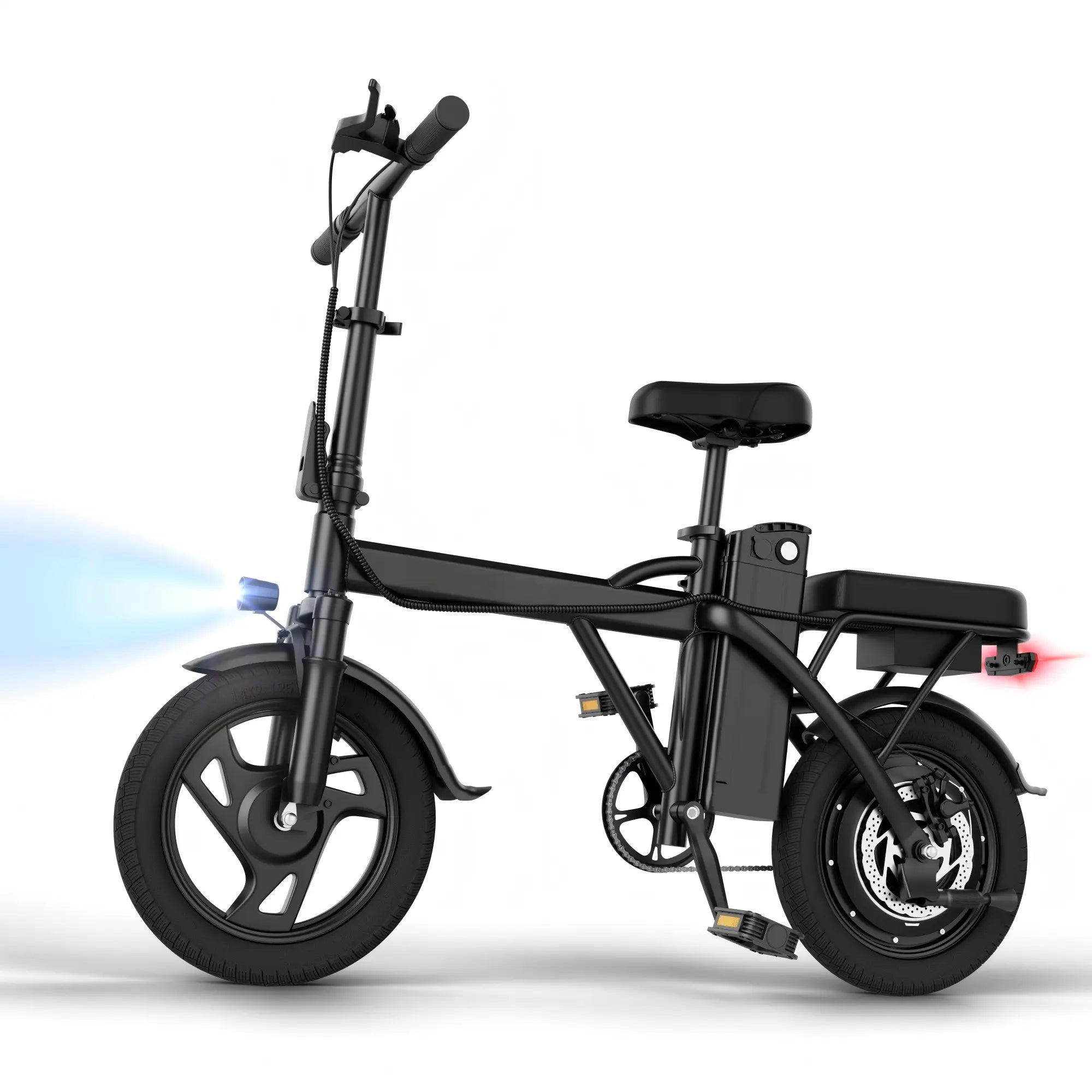 【VOLTVOGUE】 Electric Bike | 750W Peak Power | Top Speed 22 MPH | 14" Pneumatic Tires | 22–40 Mile Range | Dual Seat | Single Brake Lever | Height Adjustable Seat【Vt14】