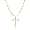 Tewiky 14K Gold Plated Beaded & Twisted Chain Pearl Cubic Zirconia Cross Necklace with Floral Carved Petal Cross Design, Fashion Jewelry for Women, Daily Casual Elegant Necklace for All Occasions Summerwins