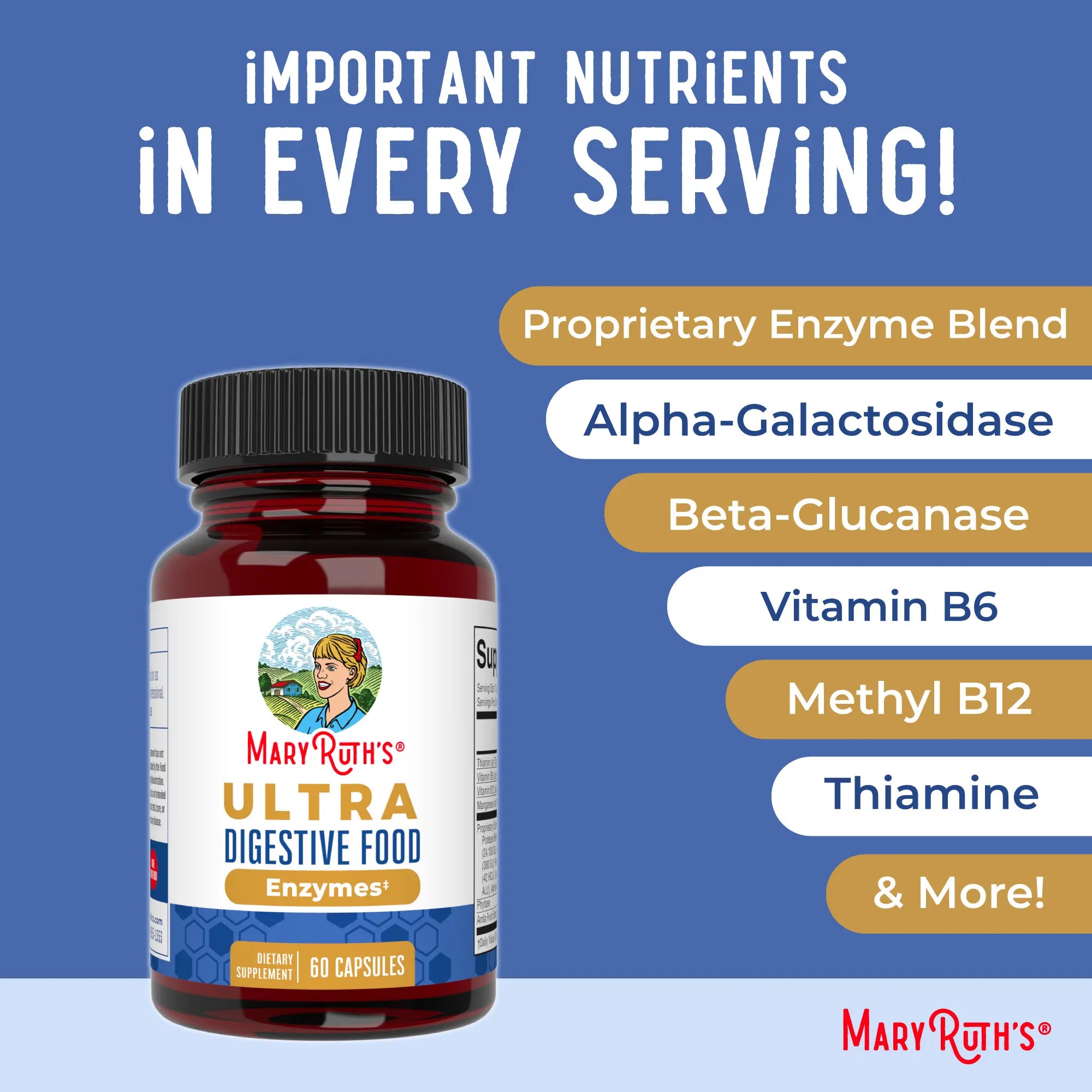 Maryruth'S Ultra Digestive Enzymes Capsules - Gut Health - Digestion & Immune Support with Amylase - Lipase & Lactase - Vegan - 60 Servings