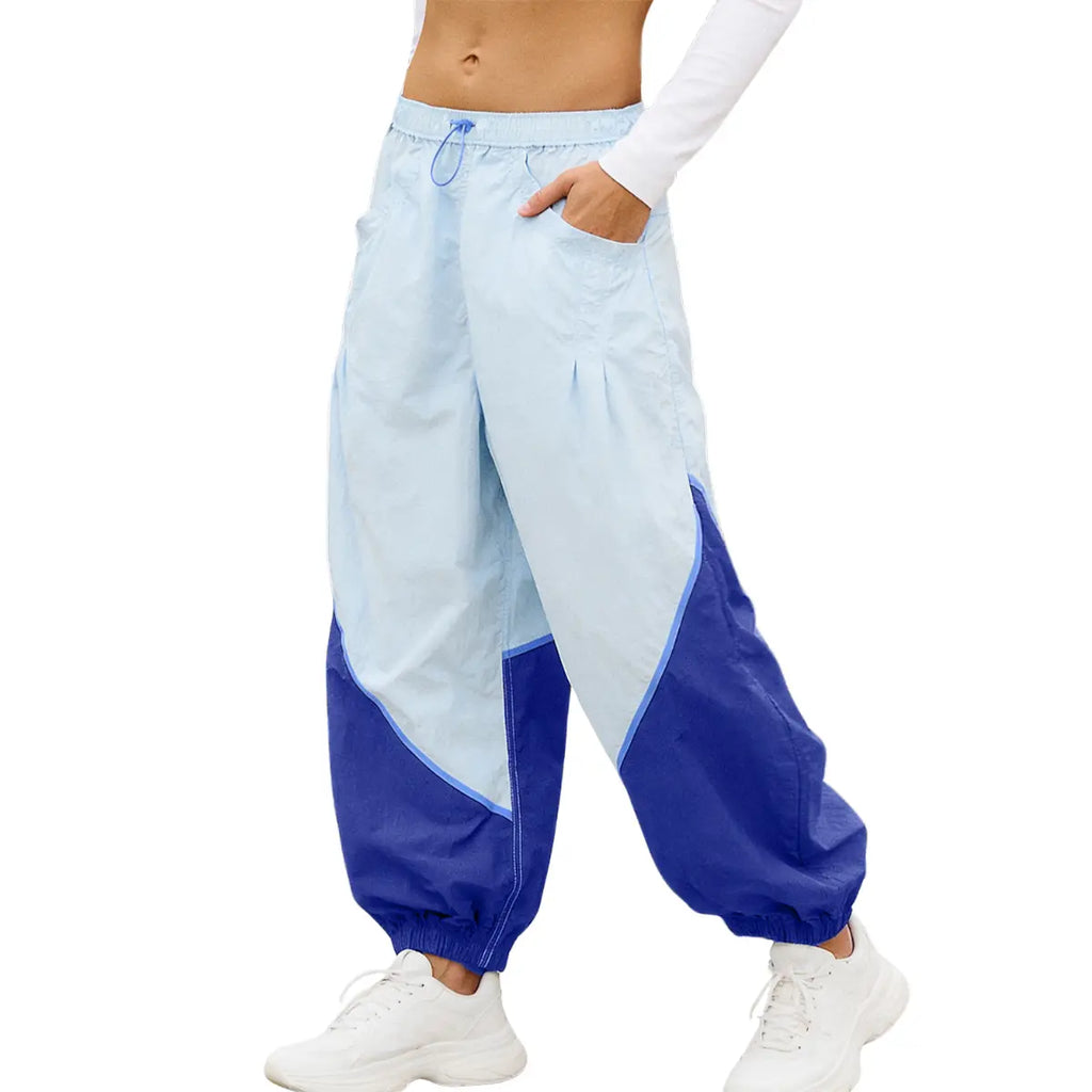 Tanming Women’S Trending Athleisure Colorblock Slouchy Track Pants, Lightweight Quick Dry Mid-Rise Joggers with Adjustable Drawstring Waist, Pockets & Cinched Hems, Women'S Clothes for Hyrox,Summerwins,Summeroutfits,Vacationoutfits,Beachoutfits