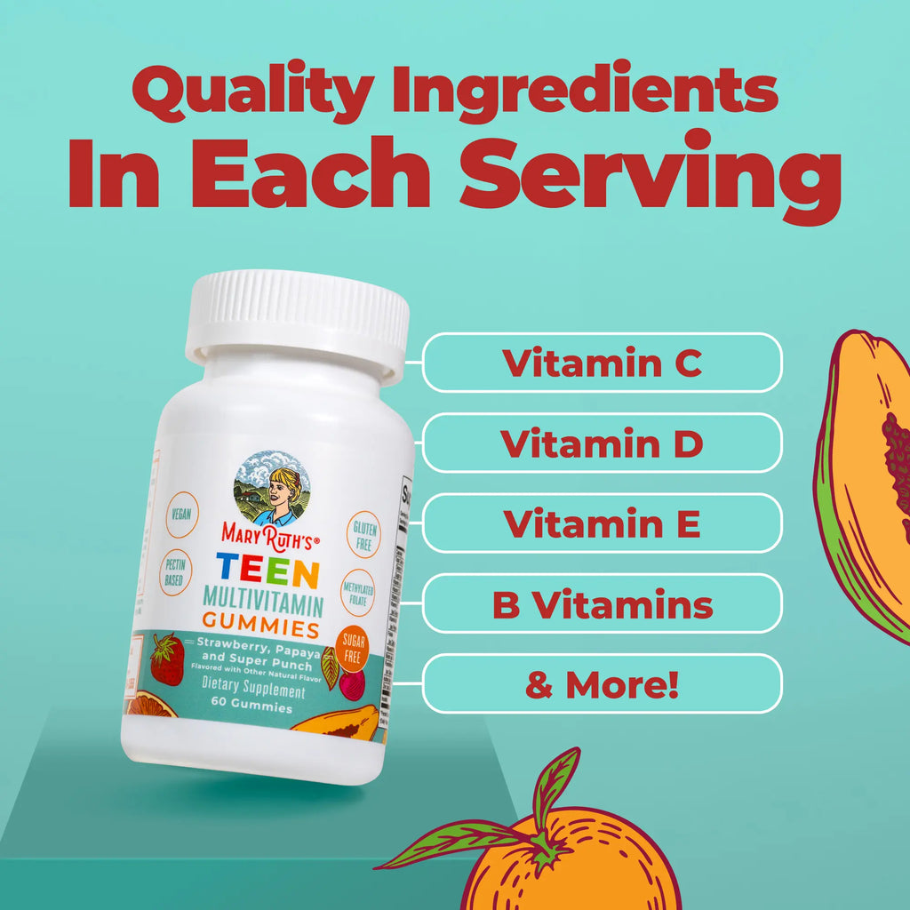 Maryruth'S Teen Multivitamin Gummies - Sugar Free - 1 Month Supply - Immunity - Bone Health - Vegan - Gluten Free