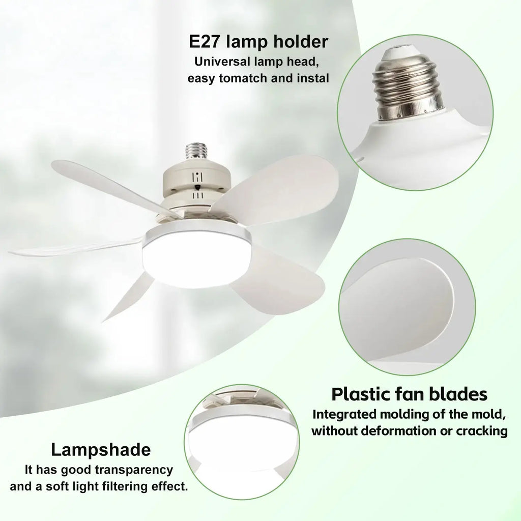 Plug-In Ceiling Fan Light with Remote Control, Pure Copper DC Motor, Variable-Speed Energy-Saving Quiet Operation with Adjustable Lighting and Timer Function, Home Decor Lighting, Atmosphere Lighting, Decorative Atmosphere Light