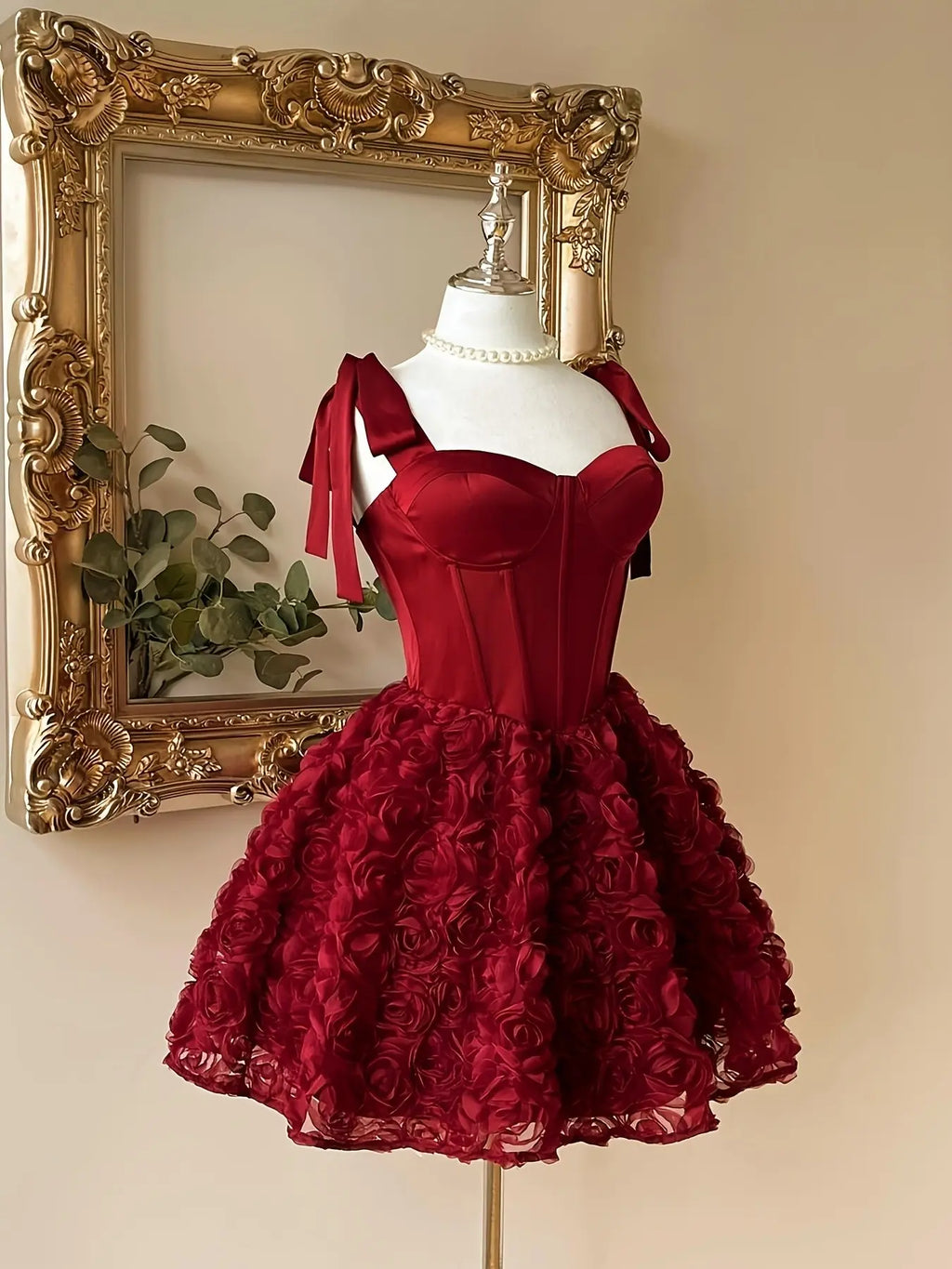 Elegant Satin Backless Dress, 3D Floral Design & Ruffle Skirt Hem, Perfect for Weddings, Graduations, Formal Events, Party Wear