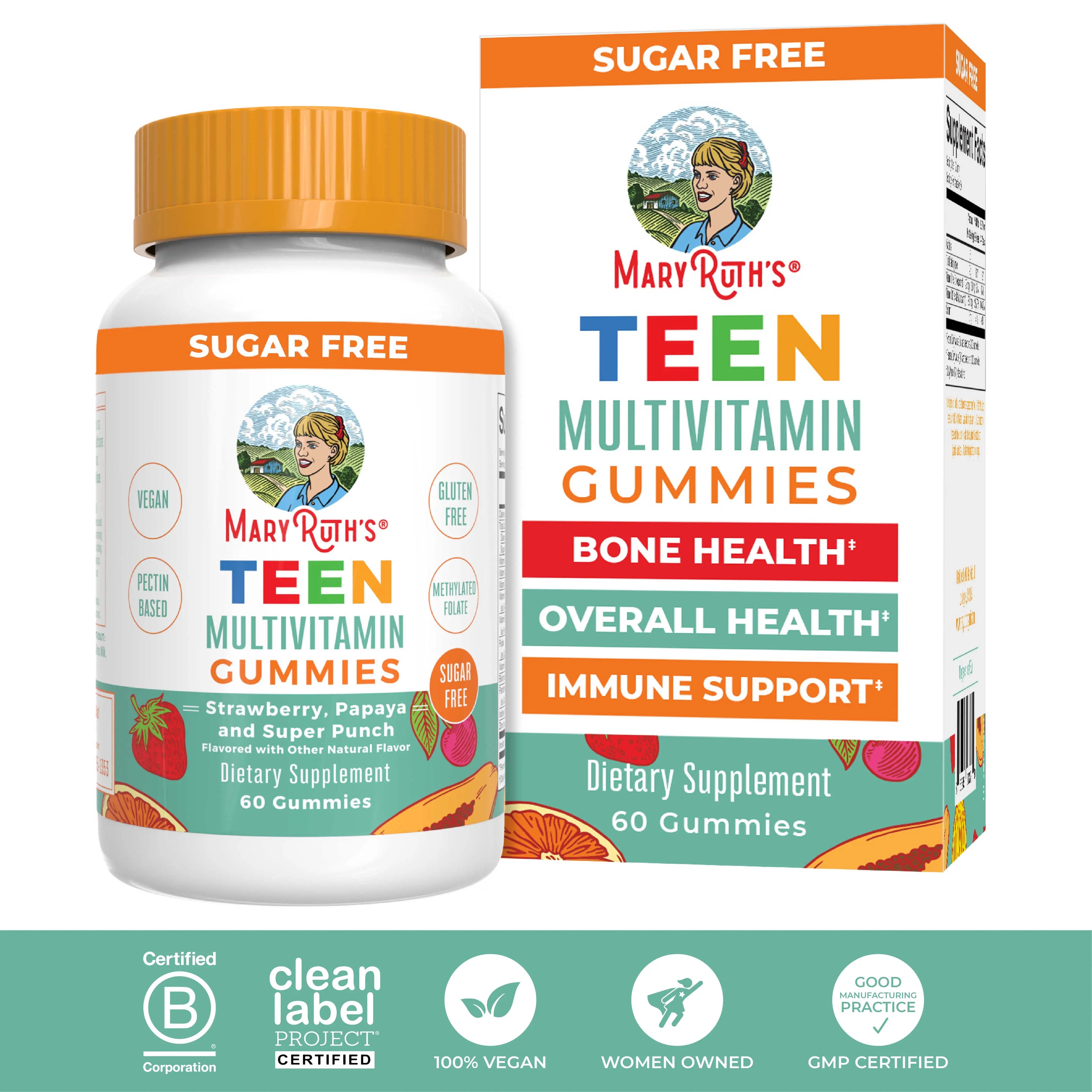 Maryruth'S Teen Multivitamin Gummies - Sugar Free - 1 Month Supply - Immunity - Bone Health - Vegan - Gluten Free