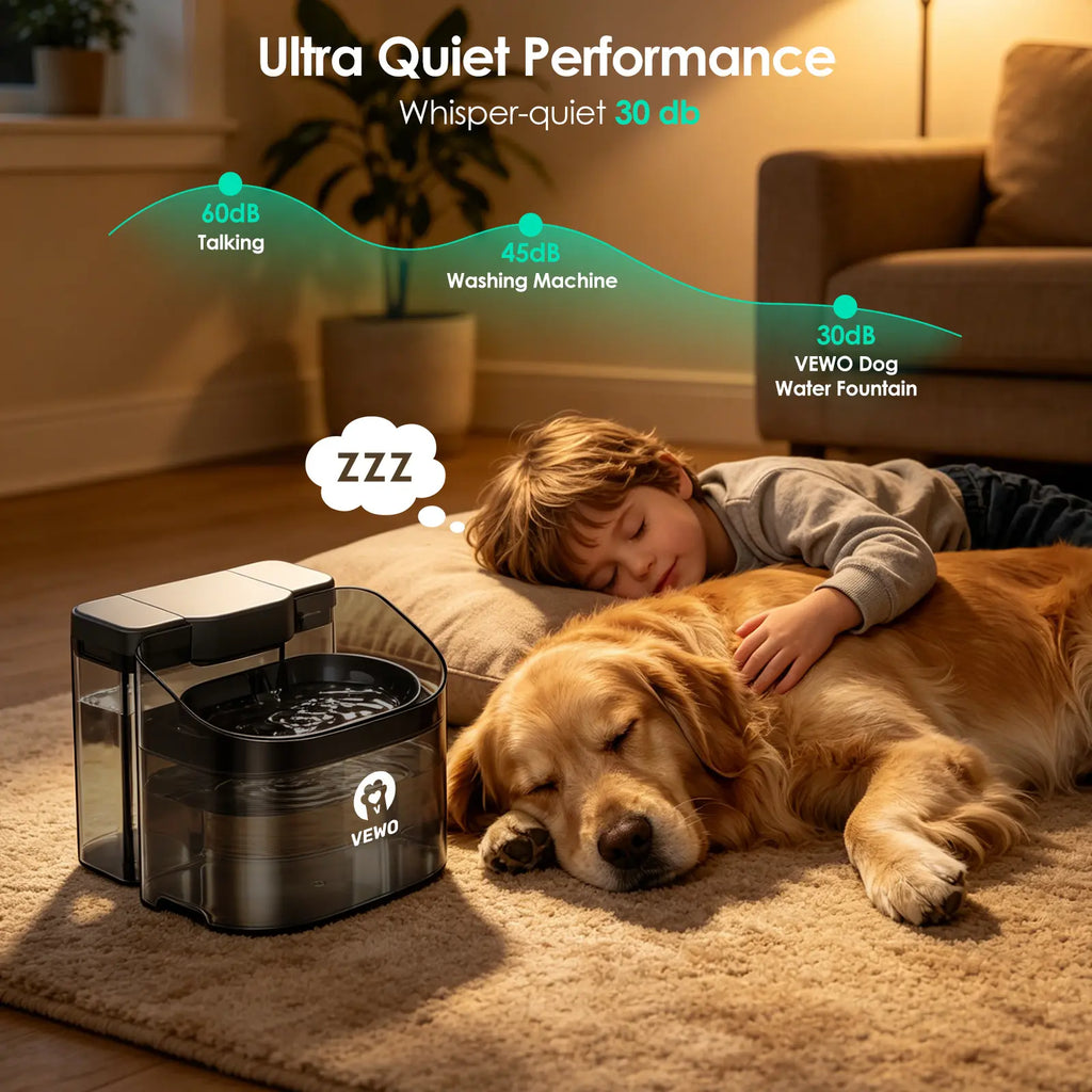 VEWO 11L Large Dog Water Fountain for Big Breeds, No Spill Dog Water Bowl Dispenser with Deep Basin, BPA Free, Ultra Quiet, 7 Days No Refill for Large Dogs/Multi-Pet Homes
