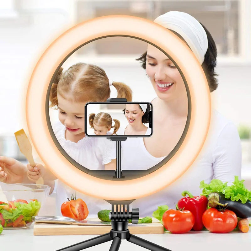 LED Ring Light with Tripod Stand – 26/33cm Dimmable Selfie & YouTube Light