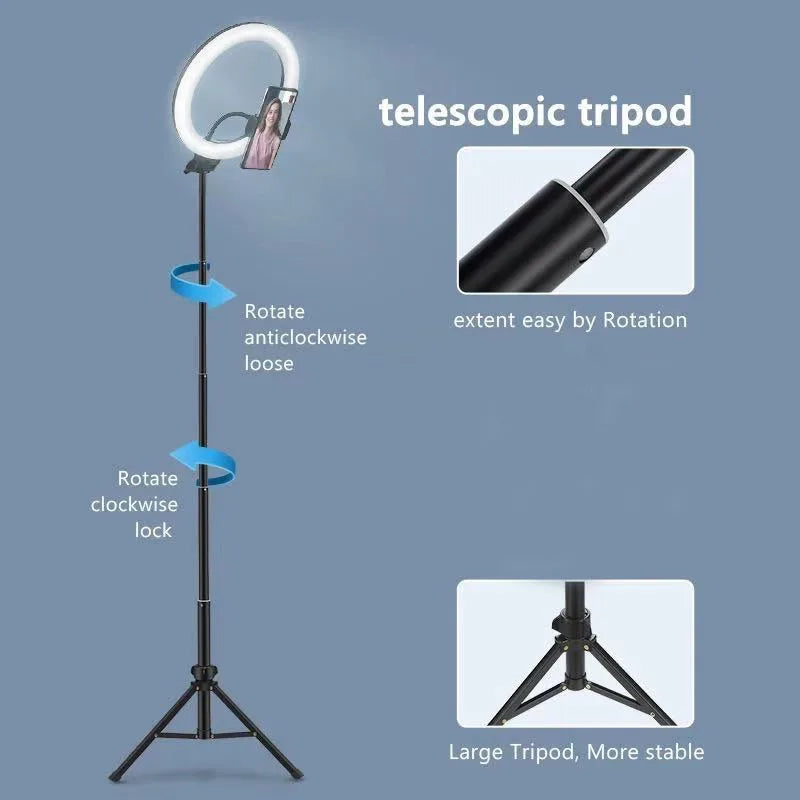 LED Ring Light with Tripod Stand – 26/33cm Dimmable Selfie & YouTube Light