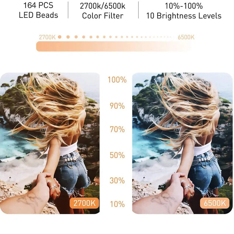 LED Ring Light with Tripod Stand – 26/33cm Dimmable Selfie & YouTube Light