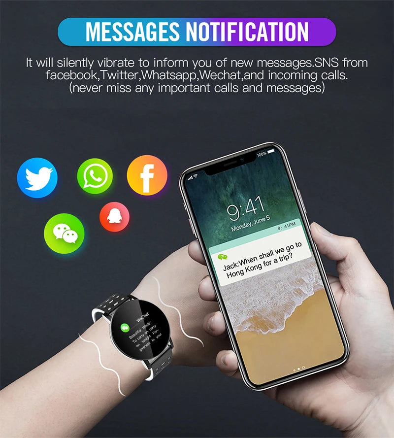 Smart Watch LED Digital Fitness Tracker — Heart Rate Monitor 1.44" Touch Screen