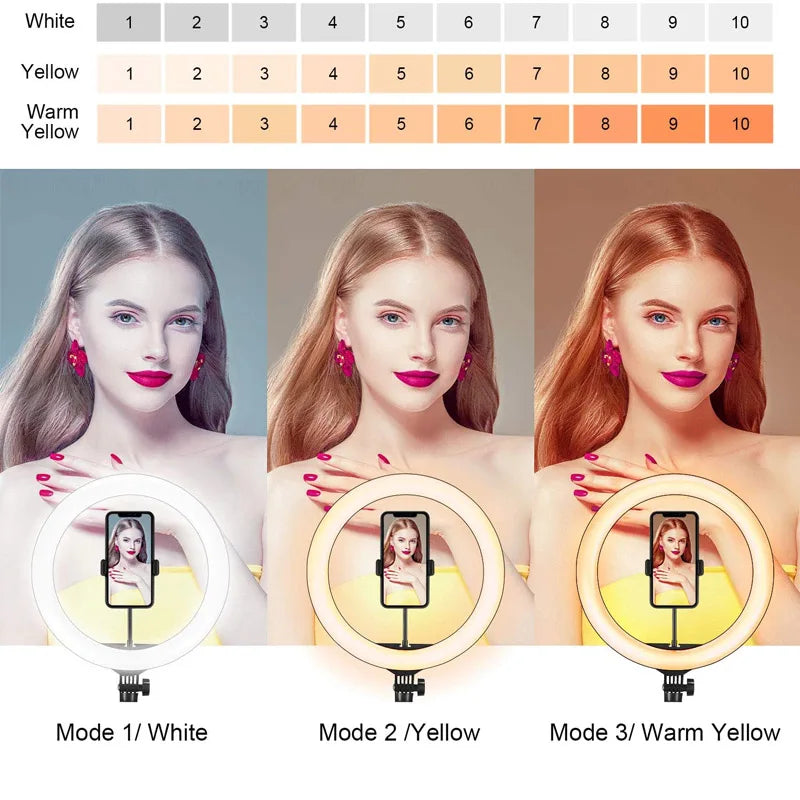 LED Ring Light with Tripod Stand – 26/33cm Dimmable Selfie & YouTube Light
