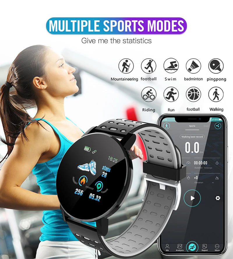 Smart Watch LED Digital Fitness Tracker — Heart Rate Monitor 1.44" Touch Screen