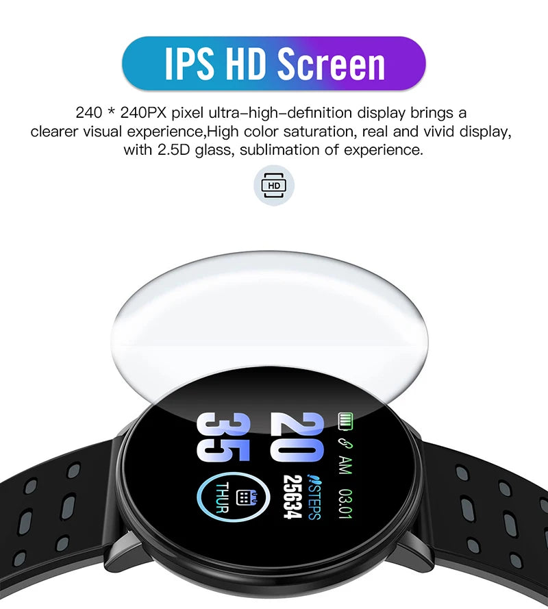 Smart Watch LED Digital Fitness Tracker — Heart Rate Monitor 1.44" Touch Screen