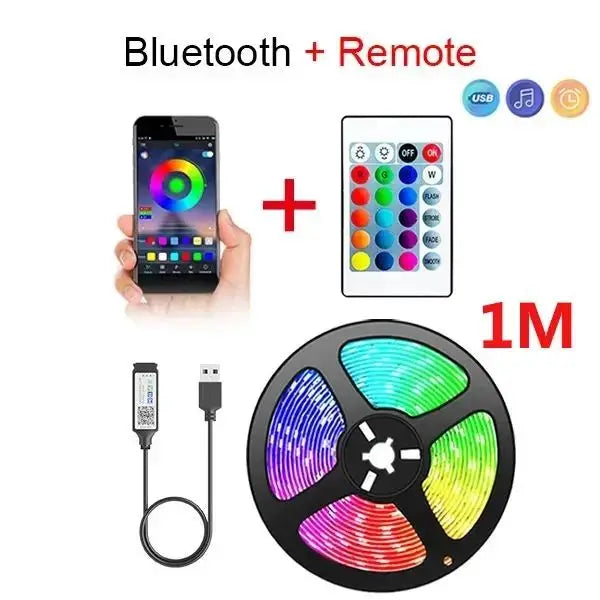 Bluetooth RGB LED Strip Light – USB 5V Self-Adhesive TV & Desktop Backlight