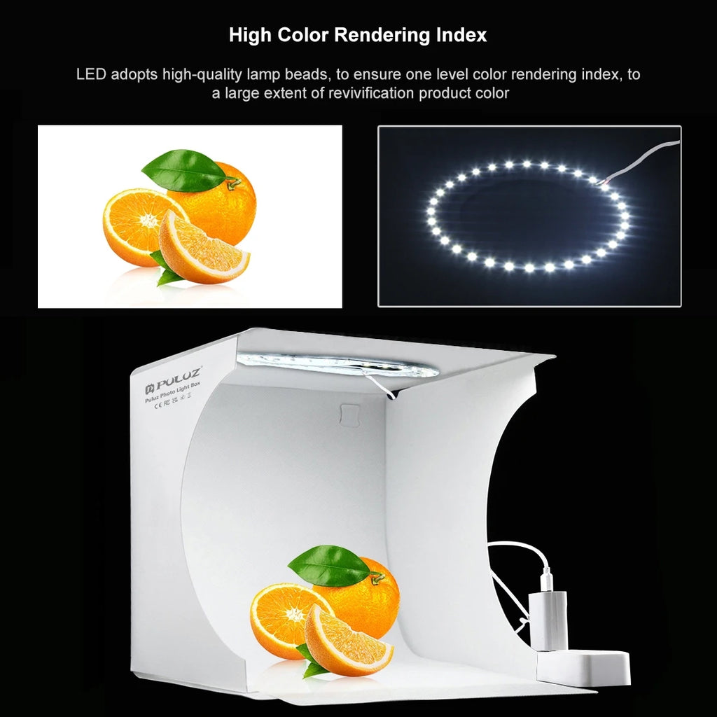 Mini Photo Studio Light Box Kit – 23cm Ring LED with 6 Backdrop Colors