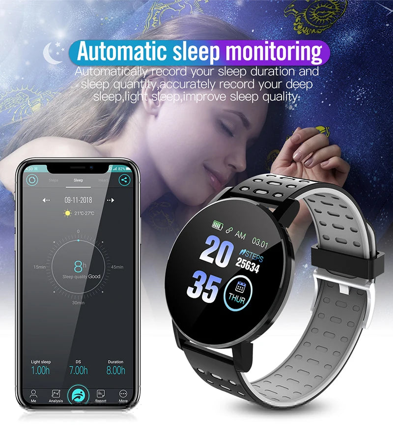 Smart Watch LED Digital Fitness Tracker — Heart Rate Monitor 1.44" Touch Screen