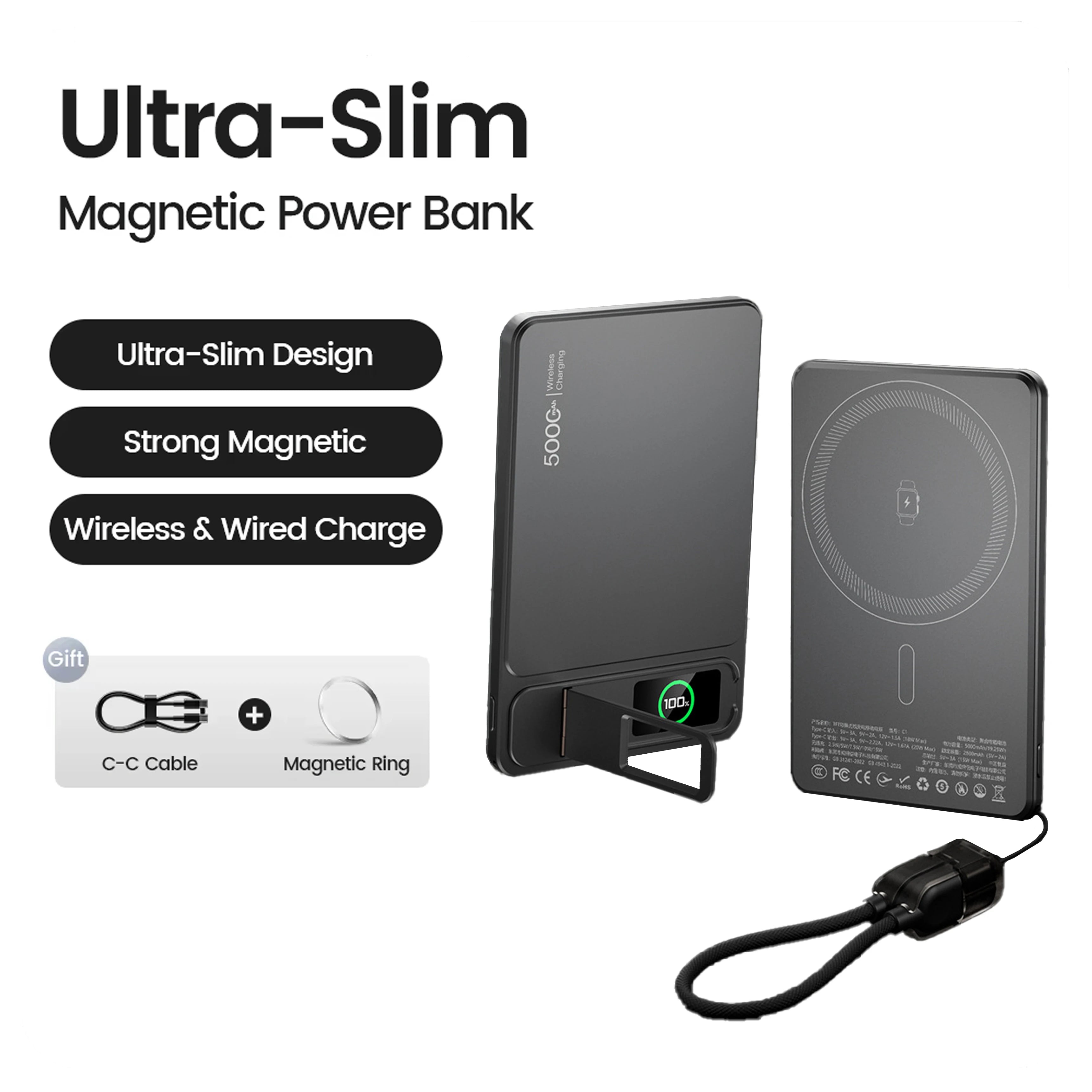 10000mAh Magnetic Wireless Power Bank — MagSafe Compatible