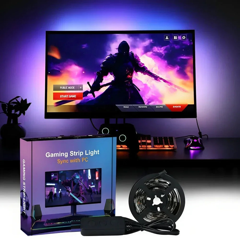 WS2812B RGB LED Strip 5V USB LED Backlight Decor Lamp Smart LED Lights Monitors with Color Matching for 27inch PC, Smart TV