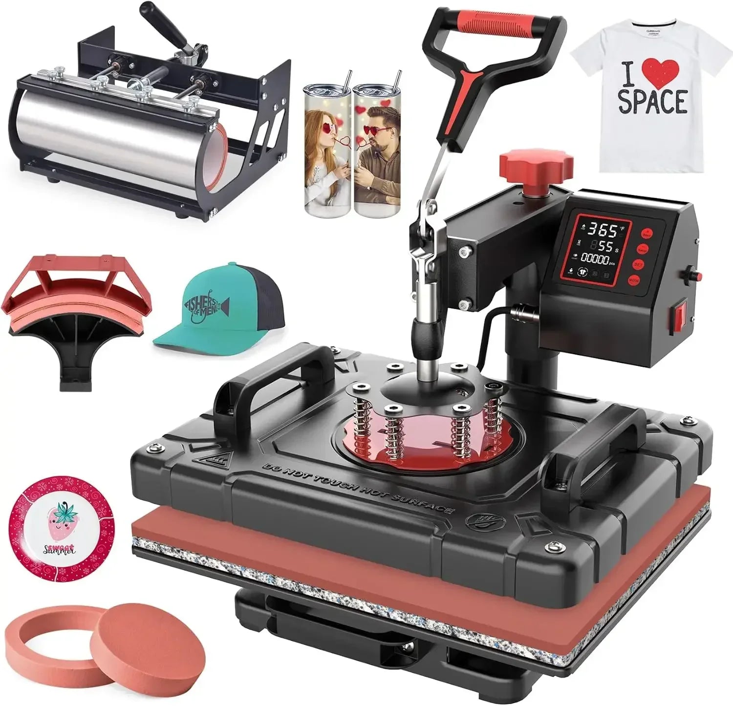 5-in-1 Digital T-Shirt Heat Press — 360° Swing Away Multifunction
