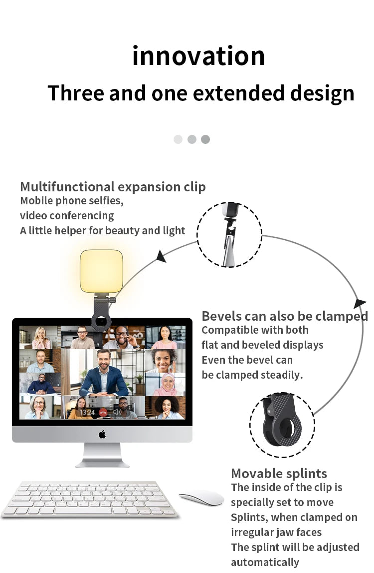 Portable Clip-On LED Video Light – 3000-9900K Fill Light for Phone & Camera