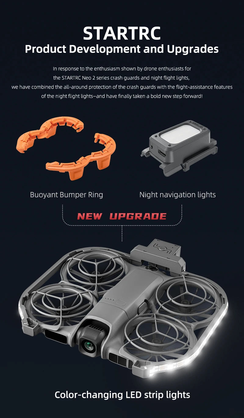 LED Strip For DJI Neo 2 Colorful Night Flight Indicator Rechargeable Luminous Lamp Belt Lightweight Flash Light Drone Accessory