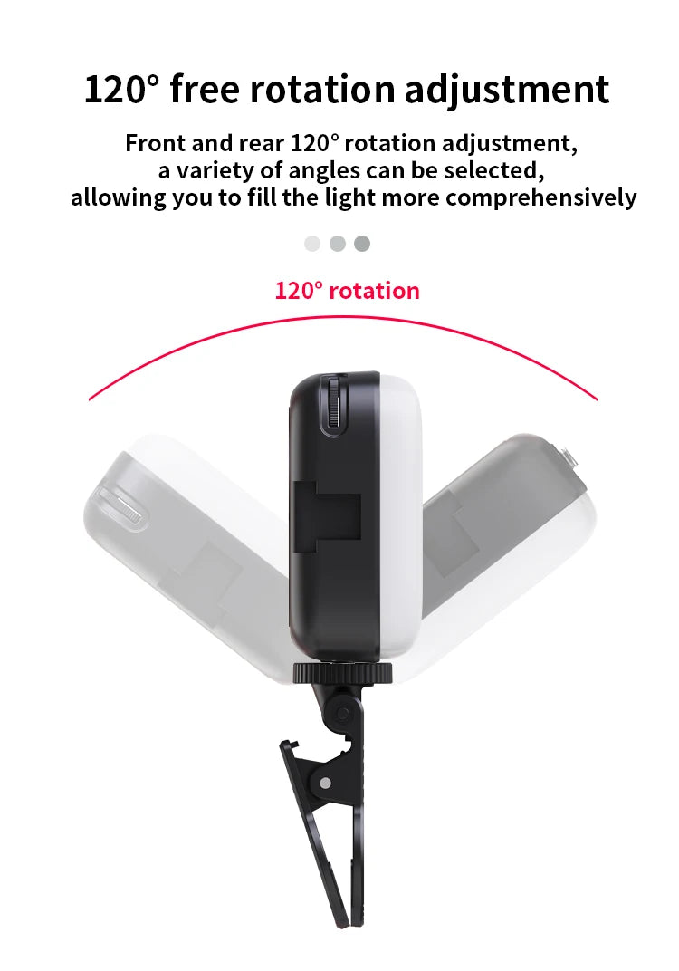 Portable Clip-On LED Video Light – 3000-9900K Fill Light for Phone & Camera