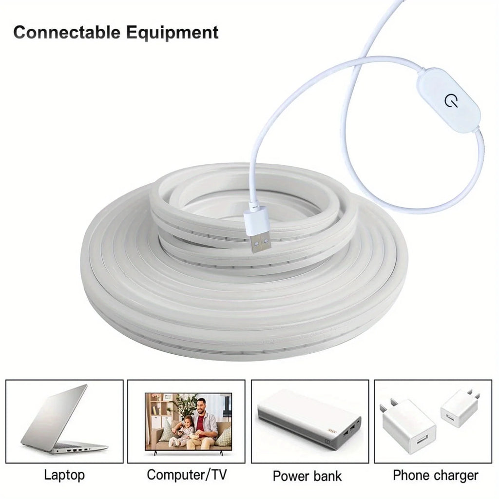 Neon LED Light Strip with Touch Sensor – Dimmable Waterproof Rope Light for Room Decor