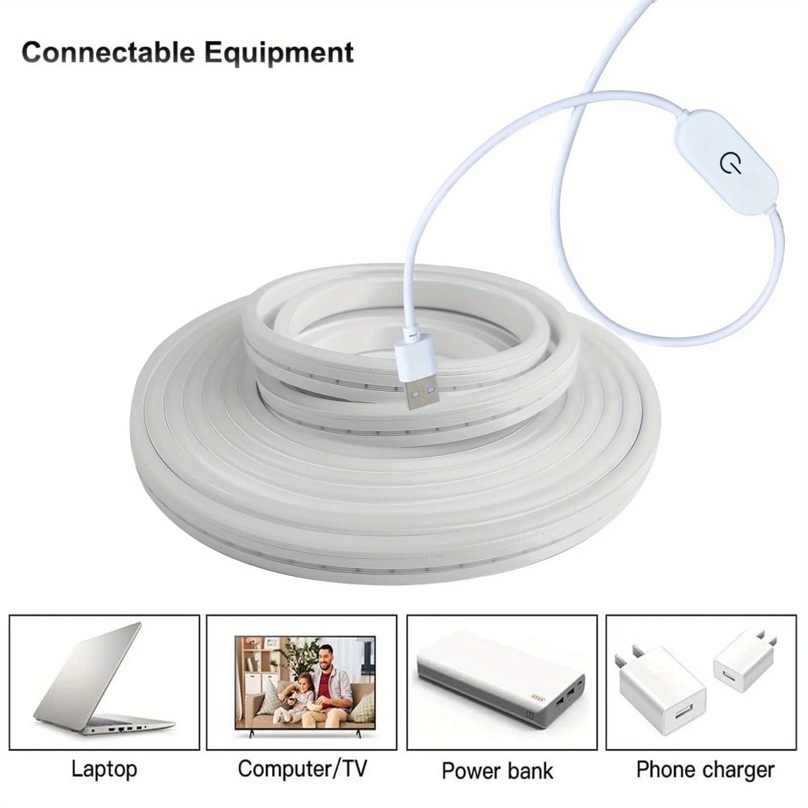 Neon LED Light Strip with Touch Sensor – Dimmable Waterproof Rope Light for Room Decor