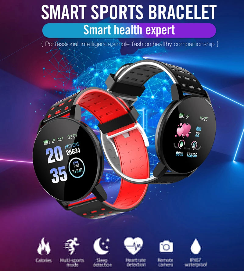Smart Watch LED Digital Fitness Tracker — Heart Rate Monitor 1.44" Touch Screen