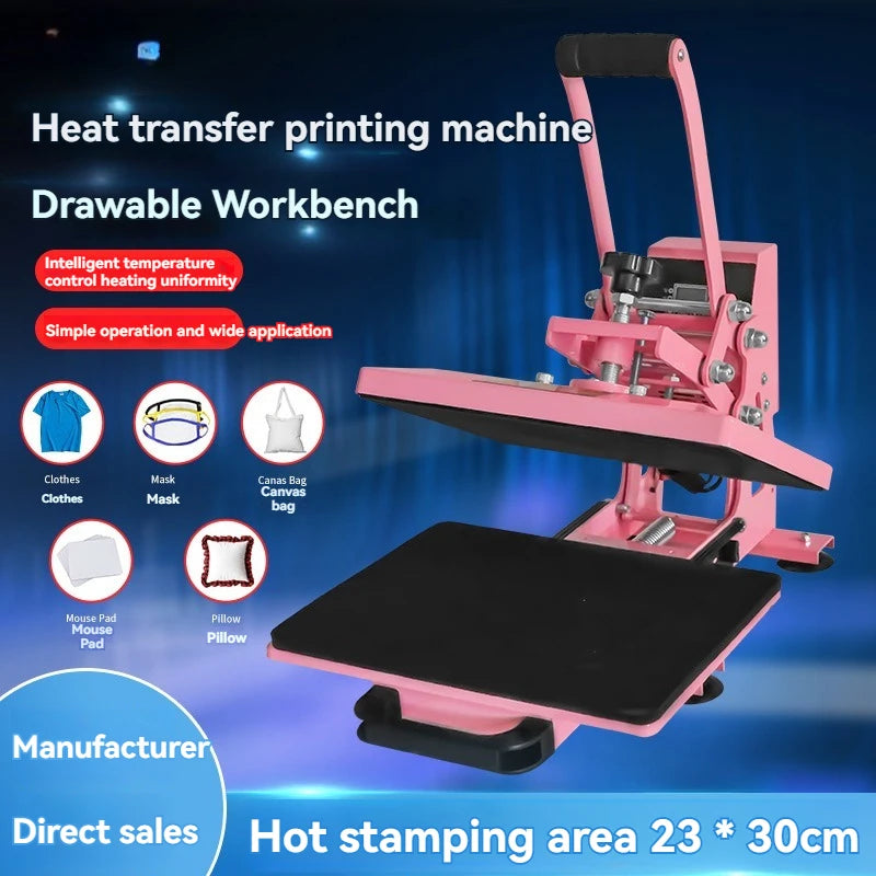23x30" Industrial Digital Heat Press Machine — T-Shirt Transfer Pink/White