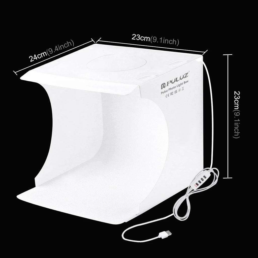 Mini Photo Studio Light Box Kit – 23cm Ring LED with 6 Backdrop Colors