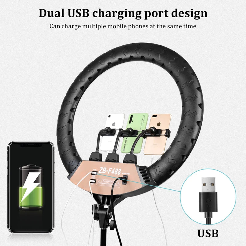 22" Professional LED Ring Light – 3200-6500K Studio Light for Makeup & Photography
