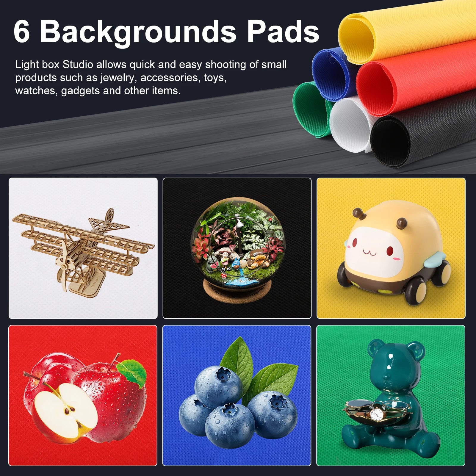 Mini Photo Studio Light Box Kit – 23cm Ring LED with 6 Backdrop Colors