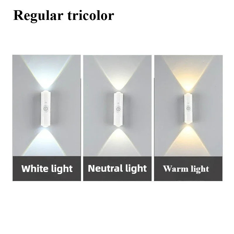 Double-Head LED Night Light with Motion Sensor – RGB Rechargeable Wall Lamp