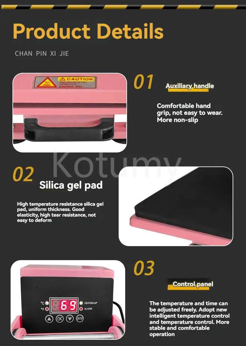 23x30" Industrial Digital Heat Press Machine — T-Shirt Transfer Pink/White