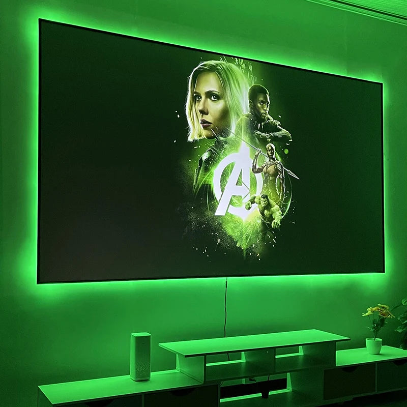 LED Backlight for Fixed Frame Projector Screen RGB Light Strip Multi Color Remote Control AI Change Easy Install Home Decoration