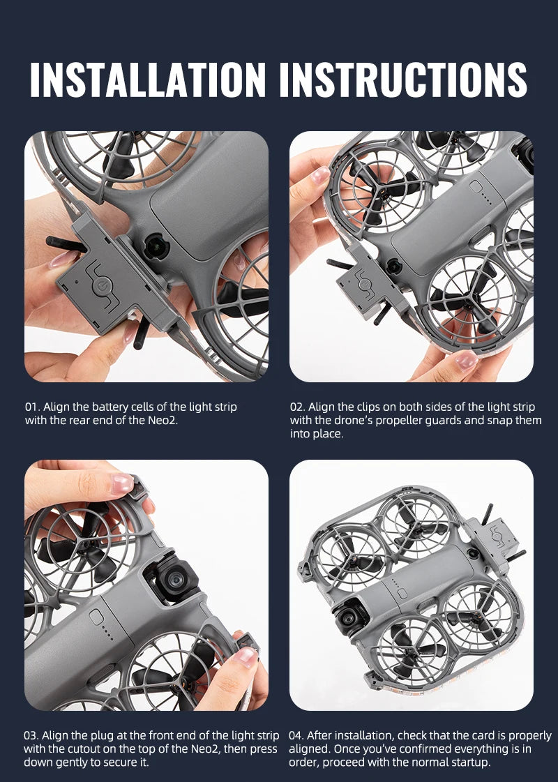 LED Strip For DJI Neo 2 Colorful Night Flight Indicator Rechargeable Luminous Lamp Belt Lightweight Flash Light Drone Accessory