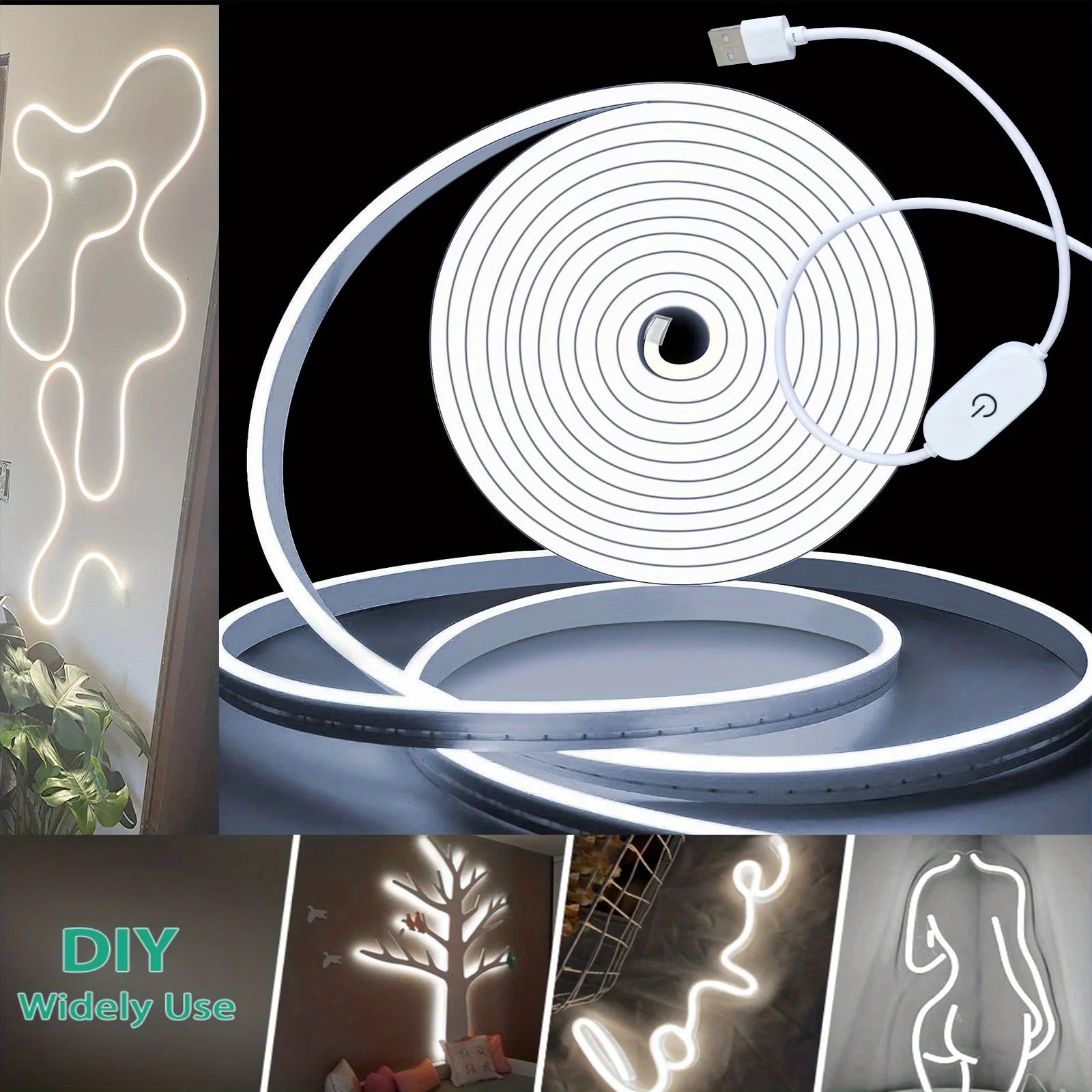 Neon LED Light Strip with Touch Sensor – Dimmable Waterproof Rope Light for Room Decor