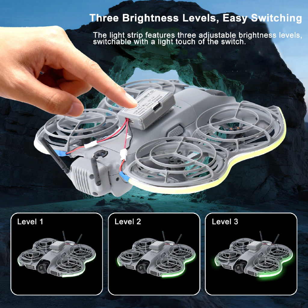 LED Night Flight 3-Level Brightness Adjustable For DJI Neo2 Light Strip Waterproof Lamp Belt For DJI Neo2 Drones Accessories