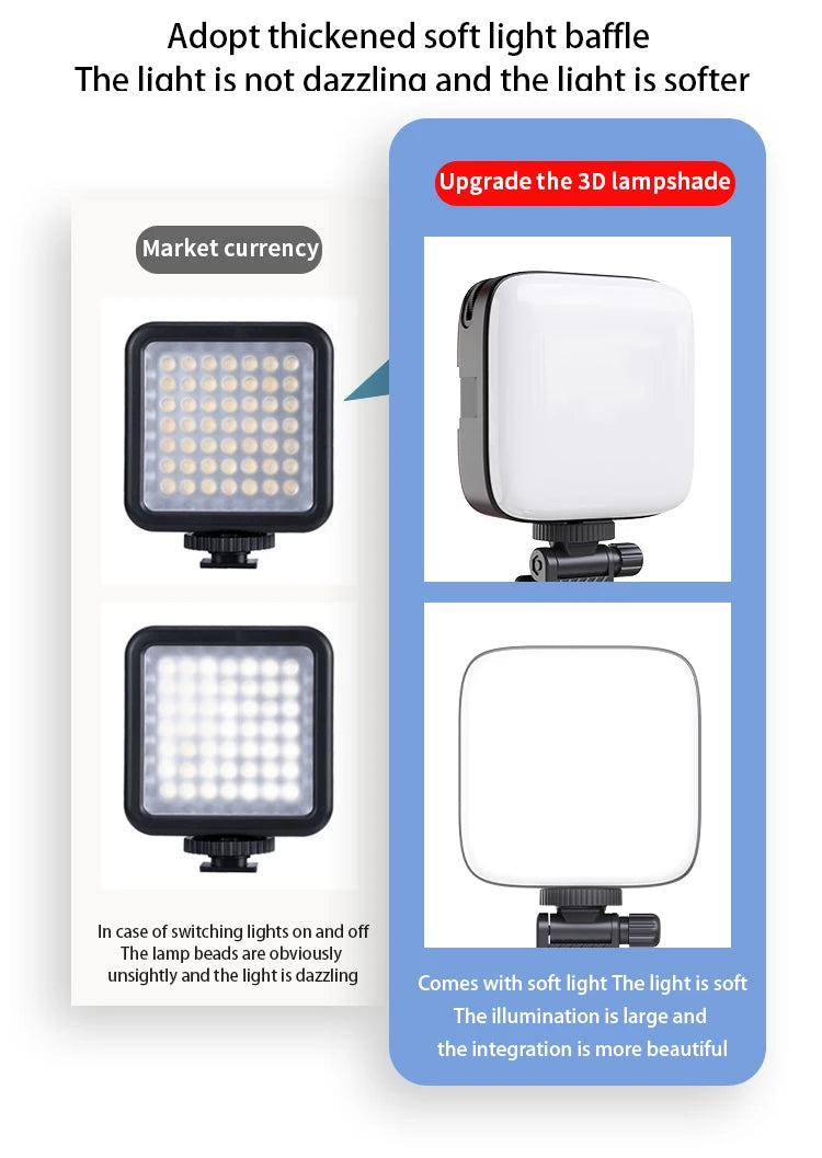 Portable Clip-On LED Video Light – 3000-9900K Fill Light for Phone & Camera