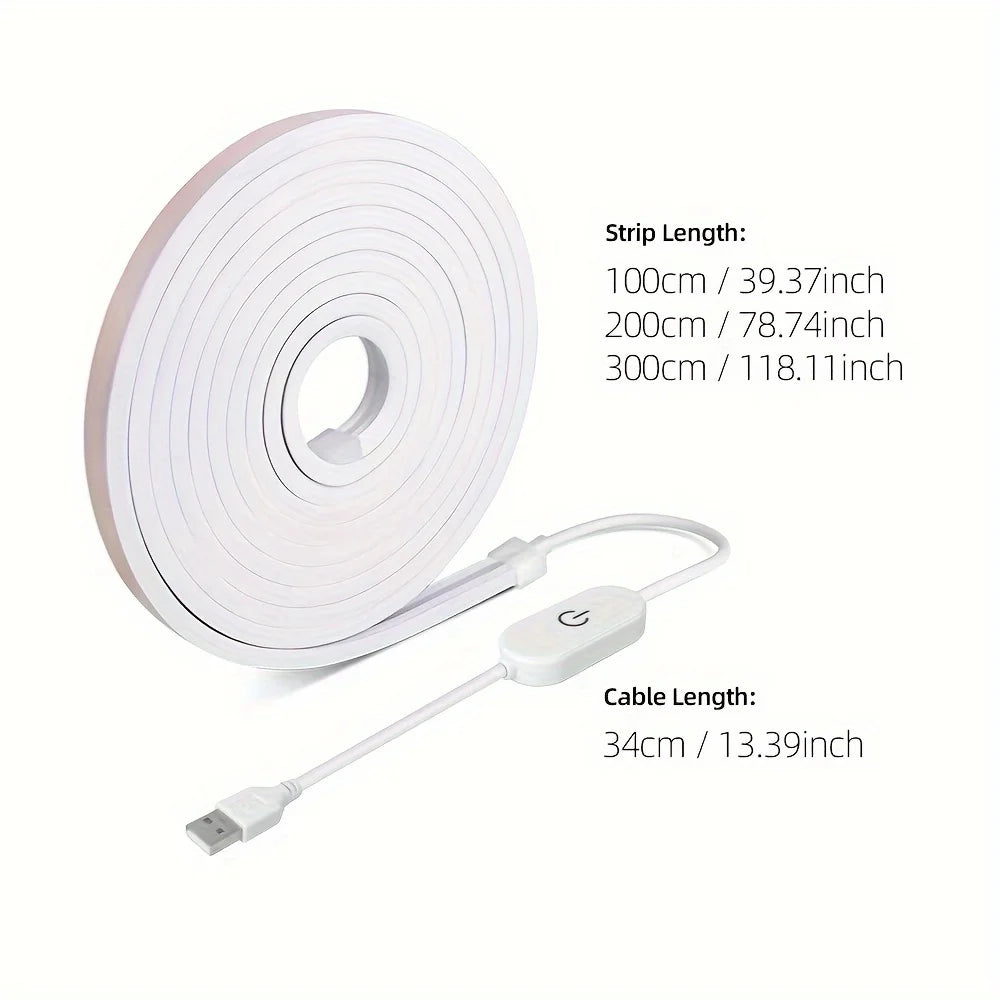 Neon LED Light Strip with Touch Sensor – Dimmable Waterproof Rope Light for Room Decor