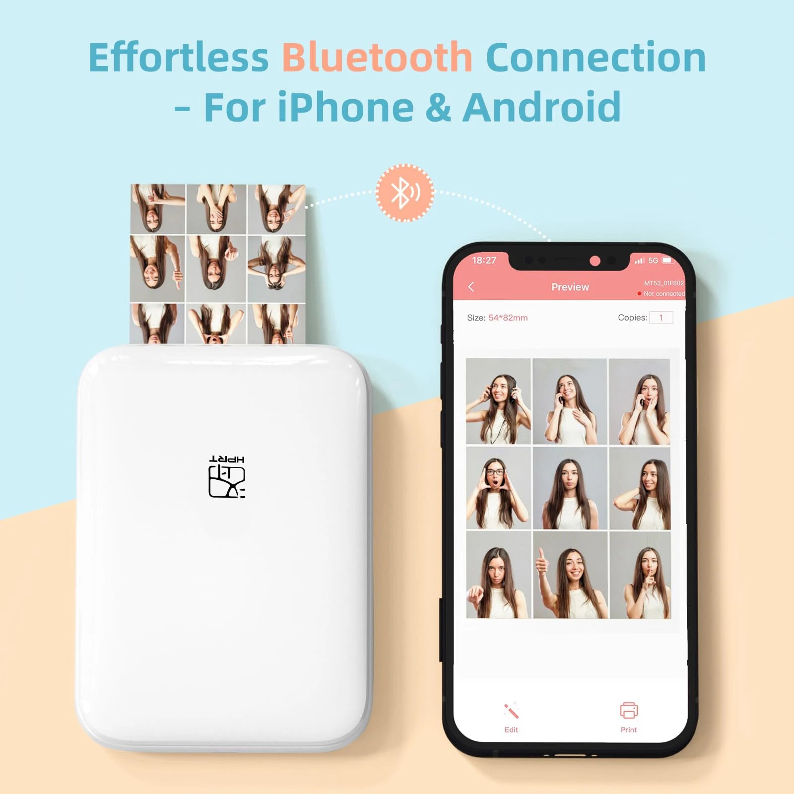 HPRT MT53 Pocket Photo Printer — Bluetooth Mini 2x3" HD Mobile Printer