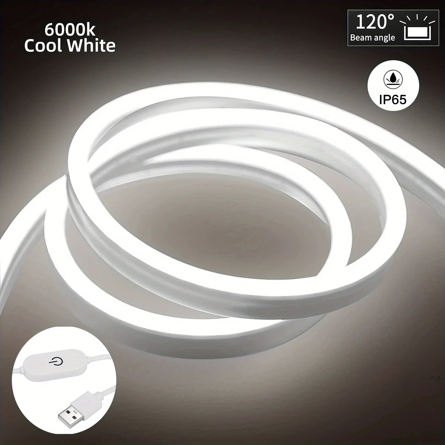 Neon LED Light Strip with Touch Sensor – Dimmable Waterproof Rope Light for Room Decor