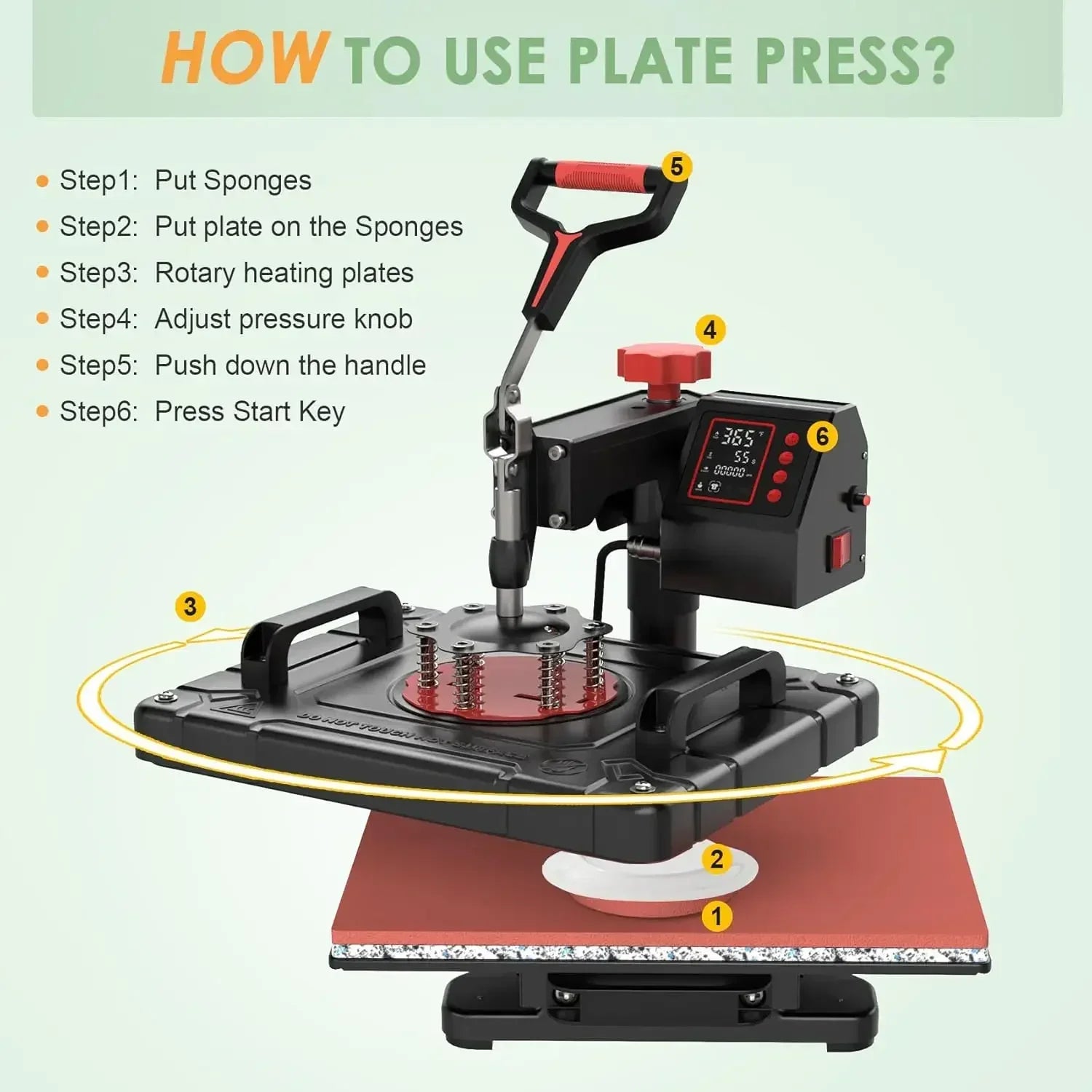 5-in-1 Digital T-Shirt Heat Press — 360° Swing Away Multifunction