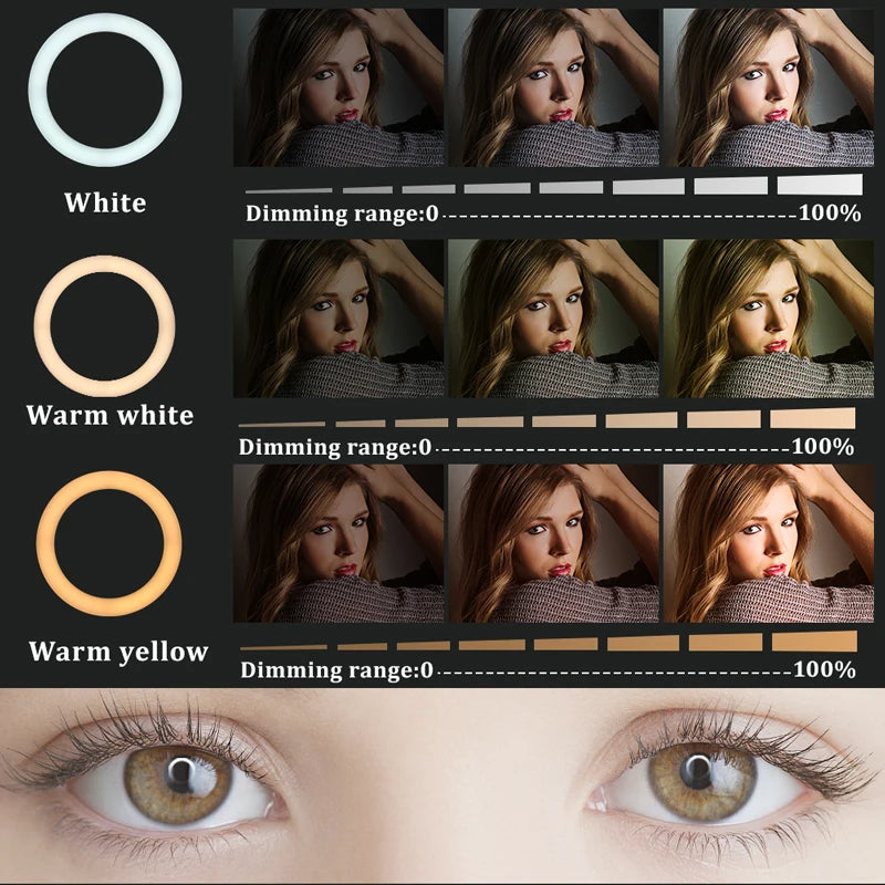 22" Professional LED Ring Light – 3200-6500K Studio Light for Makeup & Photography